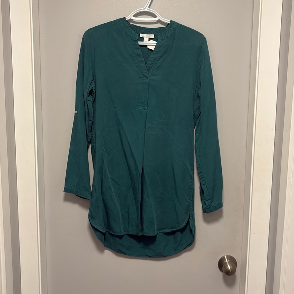 Camber And Grace Lyocel Green Gorgeous Tunic With Long Sleeves